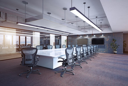 Modern loft office interior design concept. 3d rendering designの写真素材