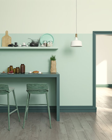 Simple desk room reflects focus and minimalist tranquility.の写真素材