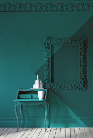 modern room interior. 3d rendering color blocking conceptの写真素材