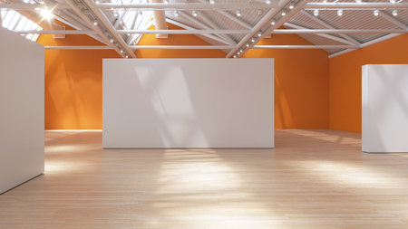 Orange Wall Gallery Corner Designの写真素材