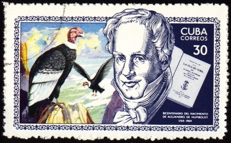 CUBA - CIRCA 1969: stamp printed in Cuba, shows German scientist and traveller Alexander von Humboldt (1769-1859), circa 1969の写真素材