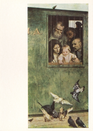 USSR - CIRCA 1976  Postcard printed in the USSR shows picture  Life is Everywhere  by russian painter Nikolai Yaroshenko  1846-1898 , circa 1976のeditorial素材