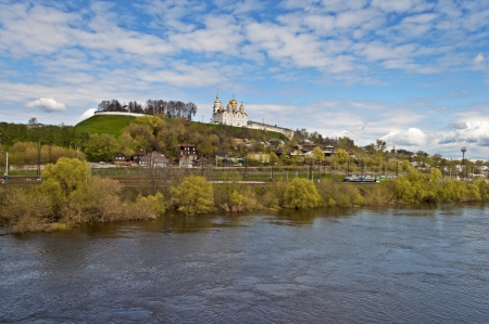 Ancient Russian city of Vladimir on the river Kliazma  Golden Ring of Russia のeditorial素材