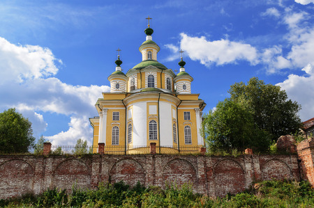 Restored Ascension Cathedral (1796-1801) in the former Spaso-Sumorin Monastery in Tot'ma, Northern Russiaの写真素材