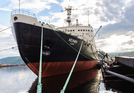 Murmansk, Russia, August 12, 2015. The first Soviet nuclear-powered icebreaker Lenin at the dock in...