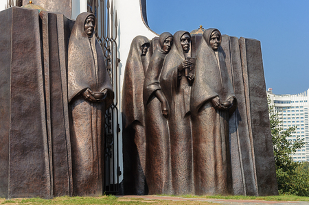 Fragment of Monument to soldiers-Afghans on the Island of Courage and Sorrow (Island of Tears) in Minsk, Belarusのeditorial素材