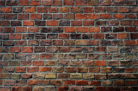Texture of old red brick wall surface