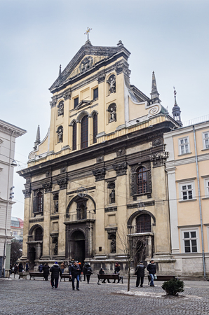 Lviv, Ukraine - February 01, 2017: Church of St. Peter and Paul of the Order of the Jesuits. Built in 1610-1630のeditorial素材
