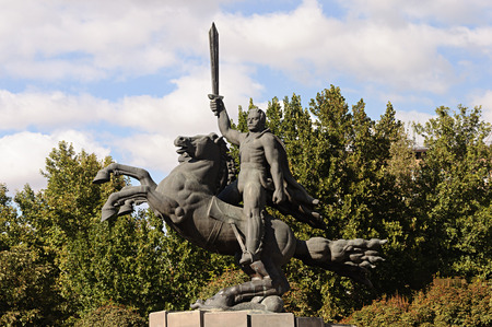 Yerevan, Armenia - October 05, 2017: Equestrian monument to General Andranik Ozanian (1865-1927) - Armenian military commander and statesmanのeditorial素材