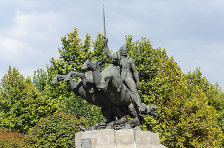 Yerevan, Armenia - October 05, 2017: Equestrian monument to General Andranik Ozanian (1865-1927) - Armenian military commander and statesman, leader of Armenian national liberation movementのeditorial素材