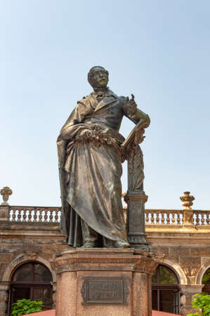 Dresden, Germany - July 26, 2019: Monument to Carl Maria von Weber (1786-1826), German composer, conductor, pianist, guitarist, critic. Romantic school.のeditorial素材