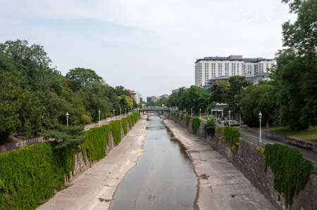 Vienna, Austria - July 30, 2019: View of Wien River in Vienna City Park, summer timeのeditorial素材