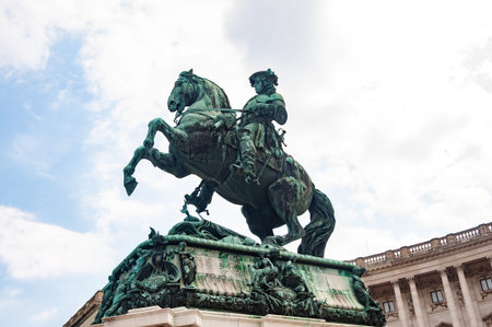 Equestrian statue of Prince Eugene Francis of Savoy â€“ Carignano (1663-1736) on Heldenplatz...