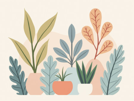 Abstract plant forms in pastel gradients, contemporary designの素材