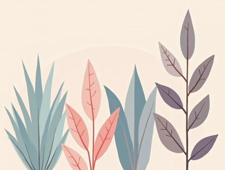 Abstract plant forms in pastel, contemporary designの素材