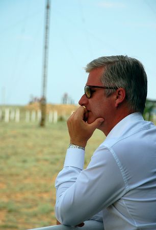 Crown prince Philippe of Belgium is watching Soyuz spacecraft launch at Baikonur cosmodrome, Kazakhstan, on the 27th of May, 2009.のeditorial素材