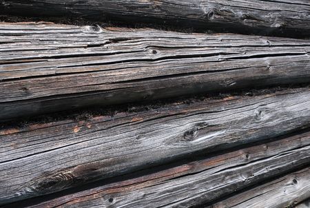 Woody texture of the log house wall in the village in Central Russia.の写真素材