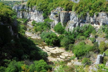 View of Emen canyon in Veliko Tarnovo province in Bulgariaの写真素材