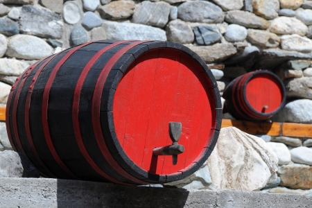 Two wine casks in traditional restaurant in Bulgariaの写真素材