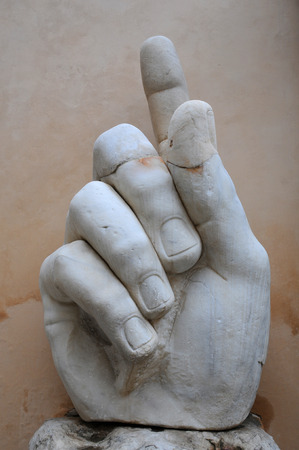 ROME, ITALY - MAY 2, 2014: Right hand of the statue of Colossus of Constantine in the Capitoline Museumのeditorial素材