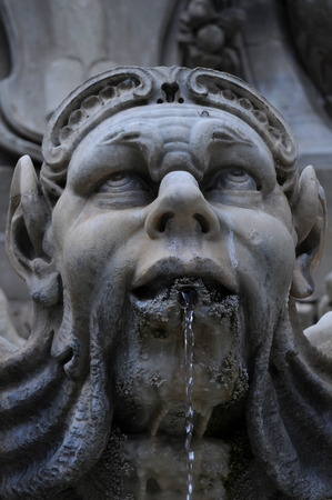 Part of the fountain in Piazza della Rotonda outside Pantheon in Rome, Italy の写真素材