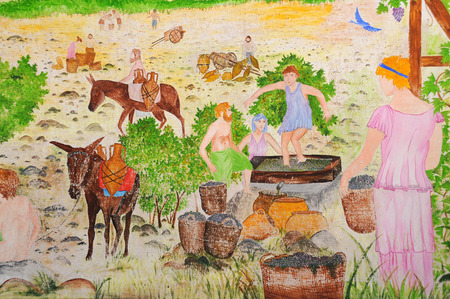 BODRUM, TURKEY - SEPTEMBER 30, 2014: Old painting on the wall of the Bodrum castle in Turkeyのeditorial素材