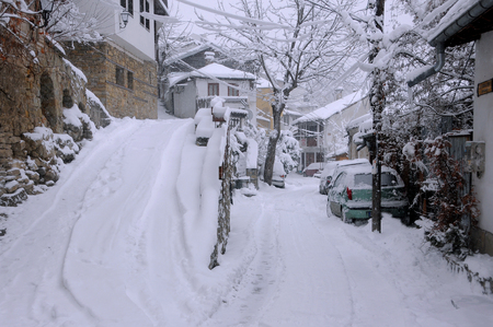 VELIKO TARNOVO, BULGARIA - JANUARY 6, 2017: General Gurko street on the winter dayのeditorial素材