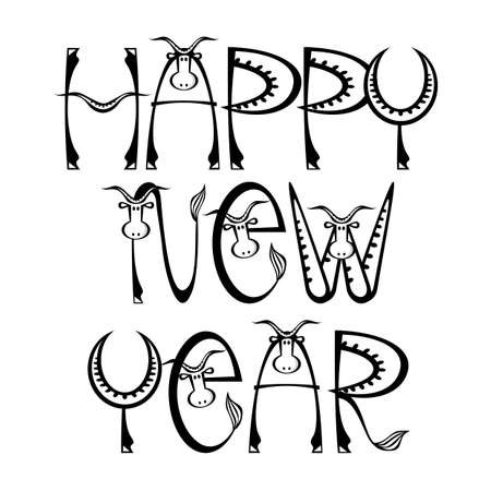 Happy New Year Alphabet Symbol 2021 Chinese New Year Bullのイラスト素材