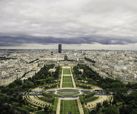 Nice views of the Champ de Mars from the Eiffel Towerの写真素材