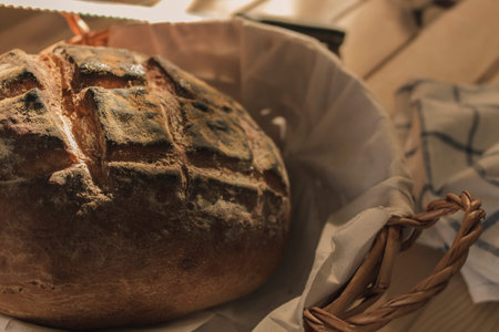Artisan bread, freshly bakedの写真素材