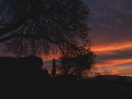 Nice sunset in the countrysideの写真素材