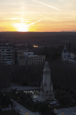 Nice sunset from the heights of the city of Madridの写真素材