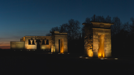 Nice sunset after the Debod Temple in Madridの写真素材