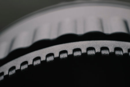 Macro photography of a black object, with curves and jagged areas and reflections on its surface, abstract, selective focusの写真素材