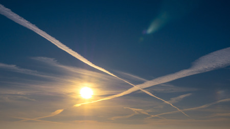 Beautiful sunset in the skyの写真素材