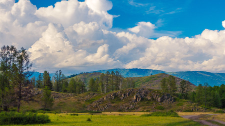 Mountains and clouds. Mountain Altaiの写真素材