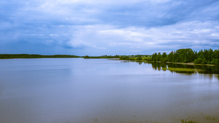 beautiful lake in the forestの写真素材