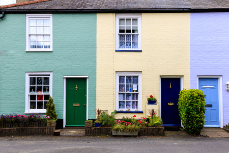 English colourful terraced houses in Southwold, Suffolk, UKの写真素材