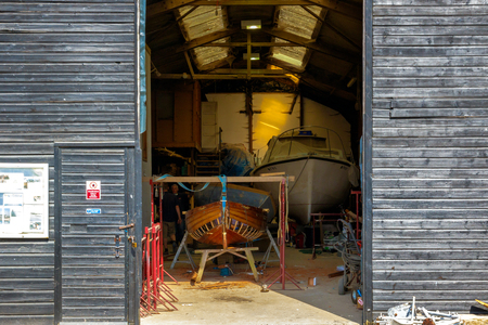 Southwold, UK - August 18, 2016 - Local boat workshop at Southwold harbourのeditorial素材