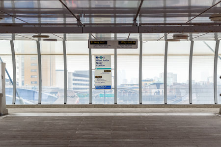 London, UK - May 24, 2017 - Poplar Docklands Light Railway station exit