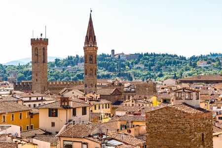 Cityscape of Florence in Italy, featuring red terracotta roofsの写真素材