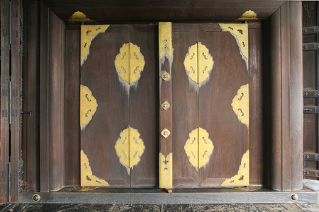 wood gate of a houseの写真素材