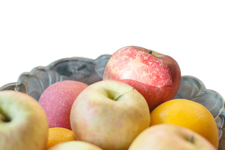 fruits in the glass plateの写真素材