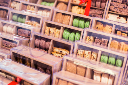 Macarons in boxes