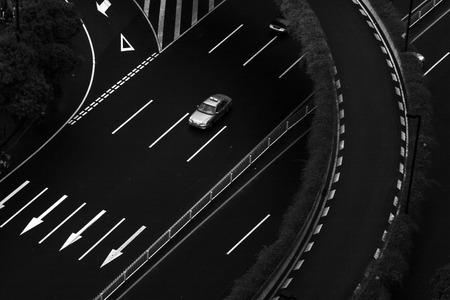 black and white road imageの写真素材