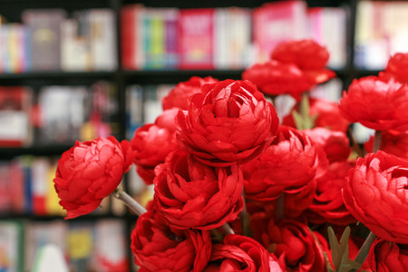 red artificial roseの写真素材