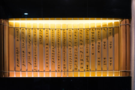 artificial inscribed bamboo slipsのeditorial素材