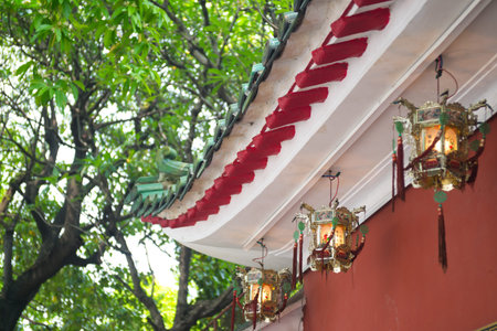 chinese traditional lanterns under the roof