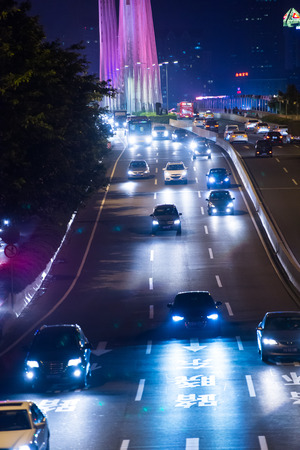 night traffic scene of Guangzhouのeditorial素材
