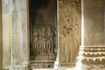 column with apsara carving